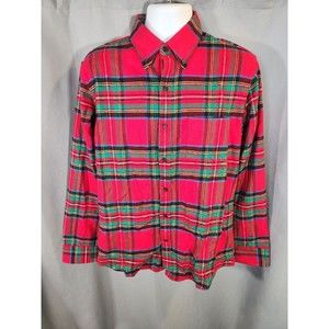 Lands End‎ Traditional Fit Mens M 15-15 1/2 Shirt Plaid Flannel Tartan Button Up